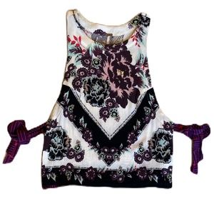 Free People side tie open tank top Floral XS